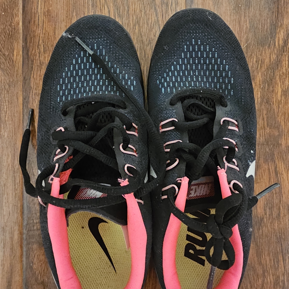 Nike Black and Pink Athletic Shoes with Mesh Design